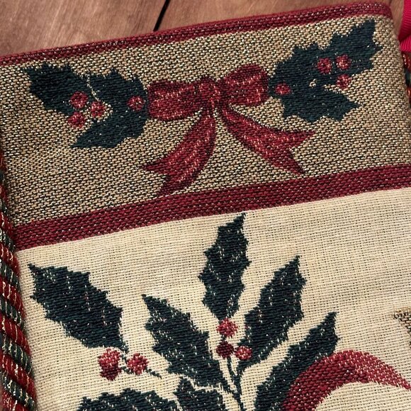 New Vintage Tapestry Christmas Stocking SANTA & REINDEER - Picture 4 of 6